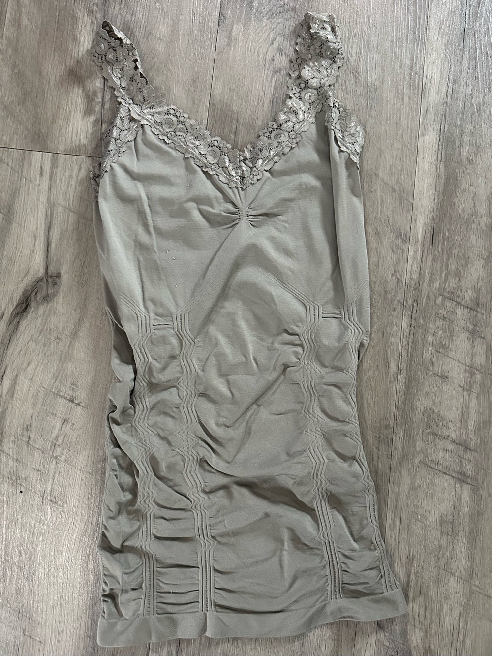 Kismet Grey Ruched Lace Tank Cami